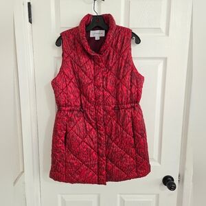 Liz Claiborne Red Quilted Puffer Vest Womens M Snap Front Lightweight Jacket